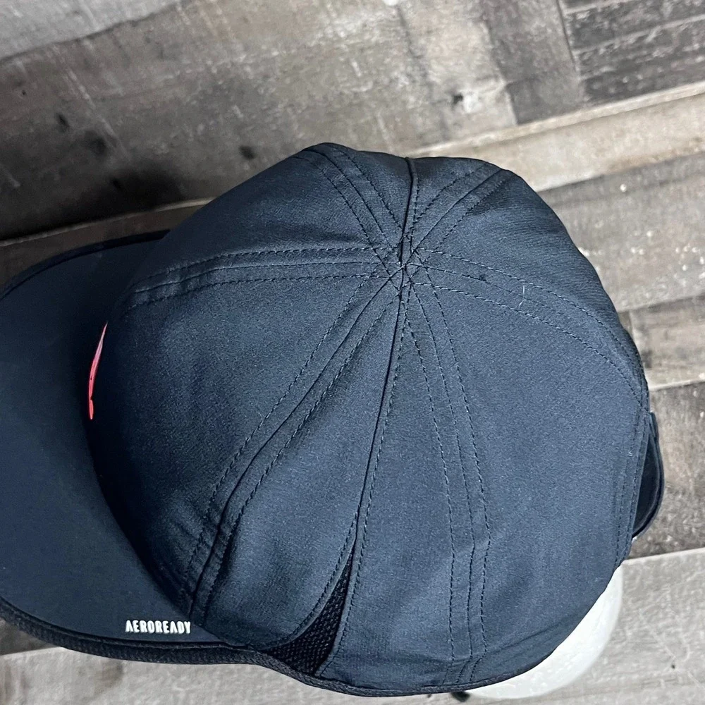 Adidas Aeroready Running Hat Black Pink Gradient Logo Adjustable Mesh Cap